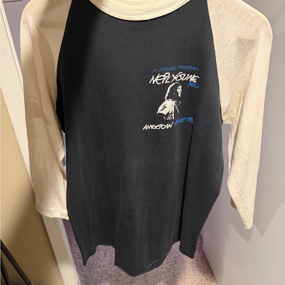 Rare 80’s  Neil Young 3/4 Sleeve Tour Shirt